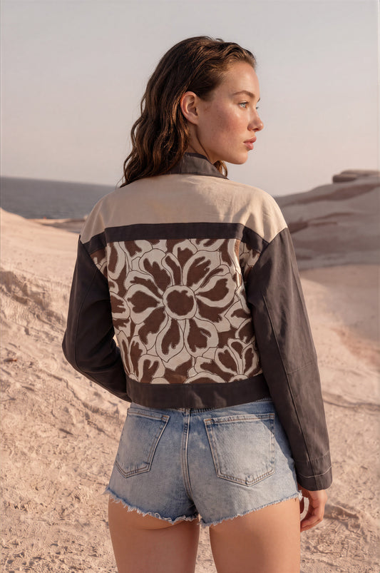 Burlap Floral Jacket