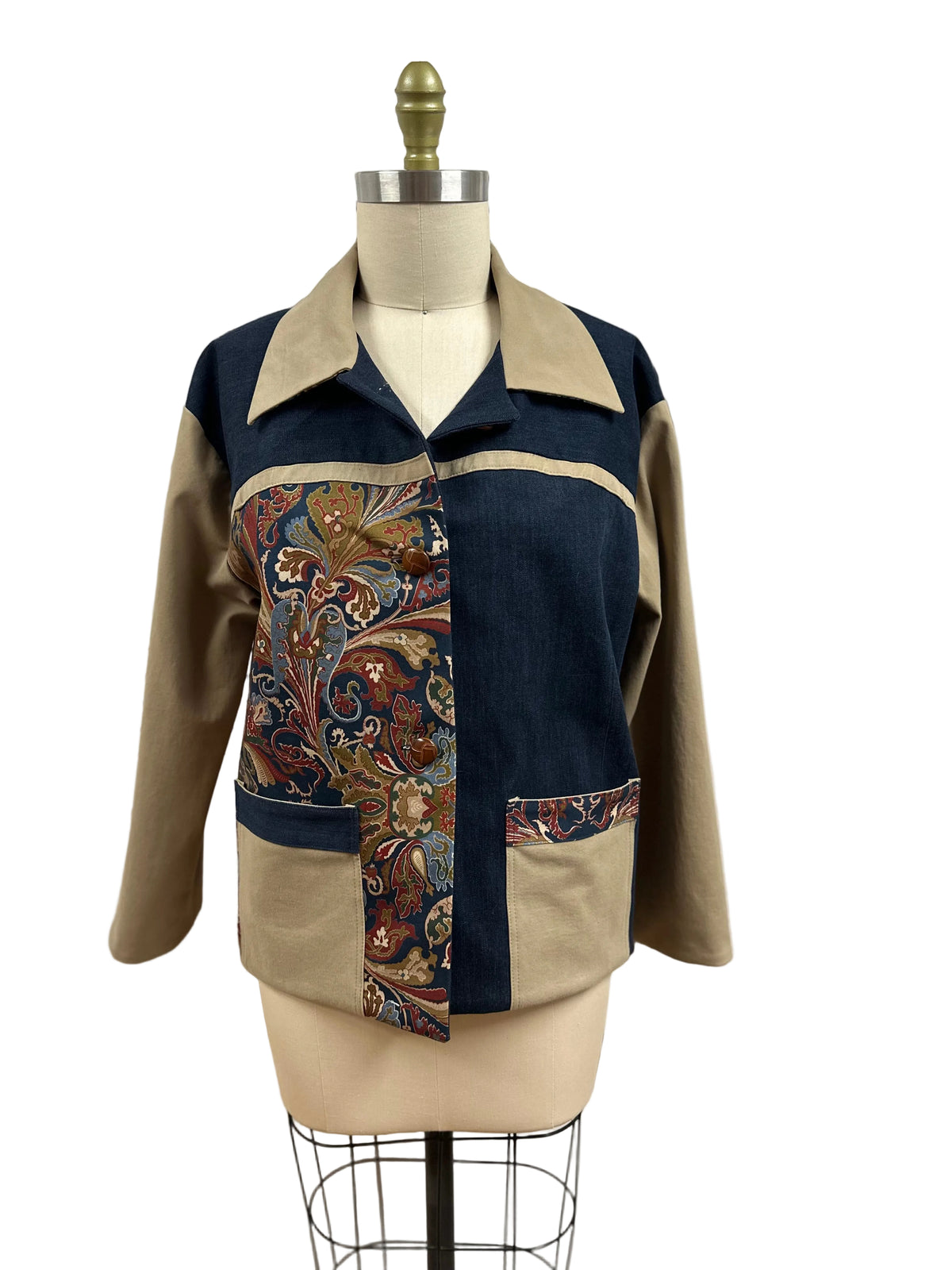 Navy Print Car Coat