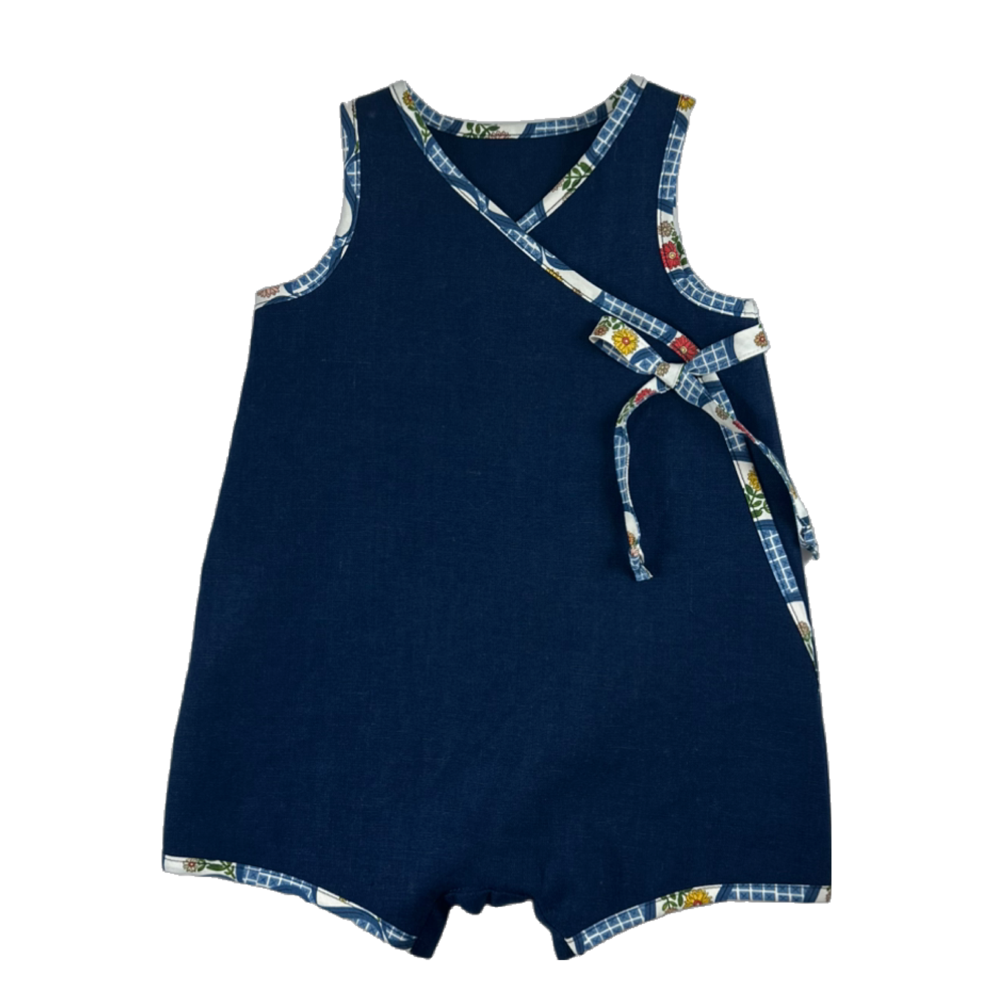 Bailey Romper in Linen - Lattice Garden