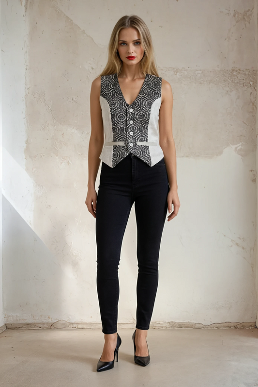 Juliette Fitted Vest - Velour Print