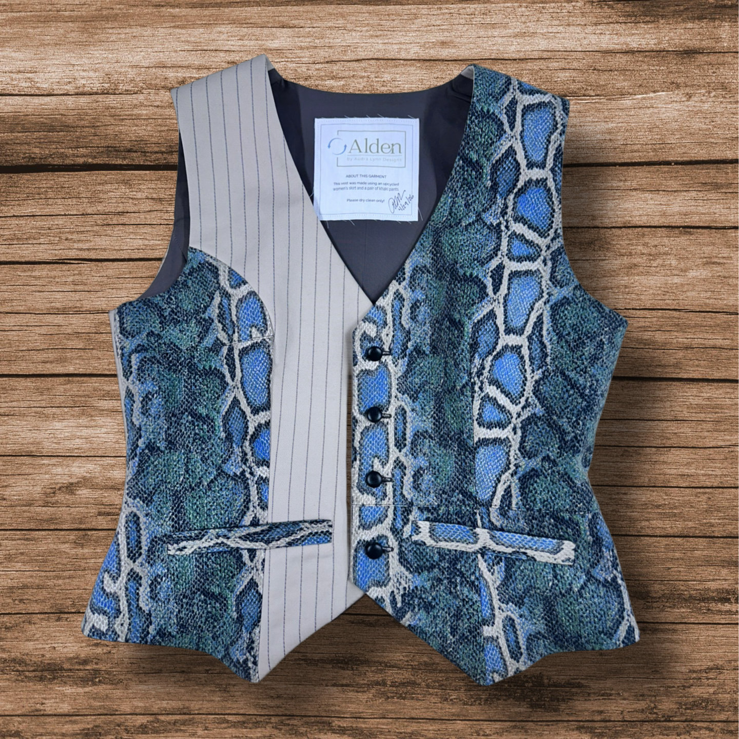 Juliette Fitted Vest - Pin Stripe & Snake Skin