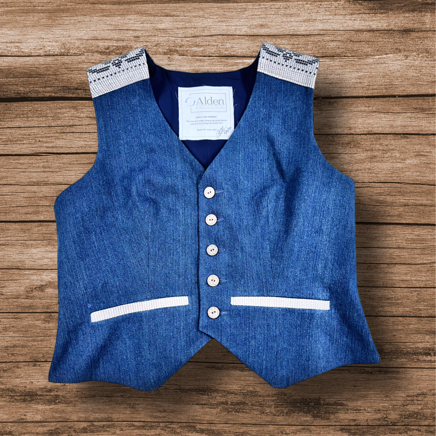 Juliette Fitted Vest - Denim & Lace