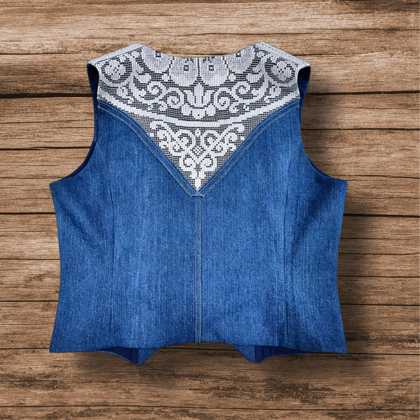 Juliette Fitted Vest - Denim & Lace