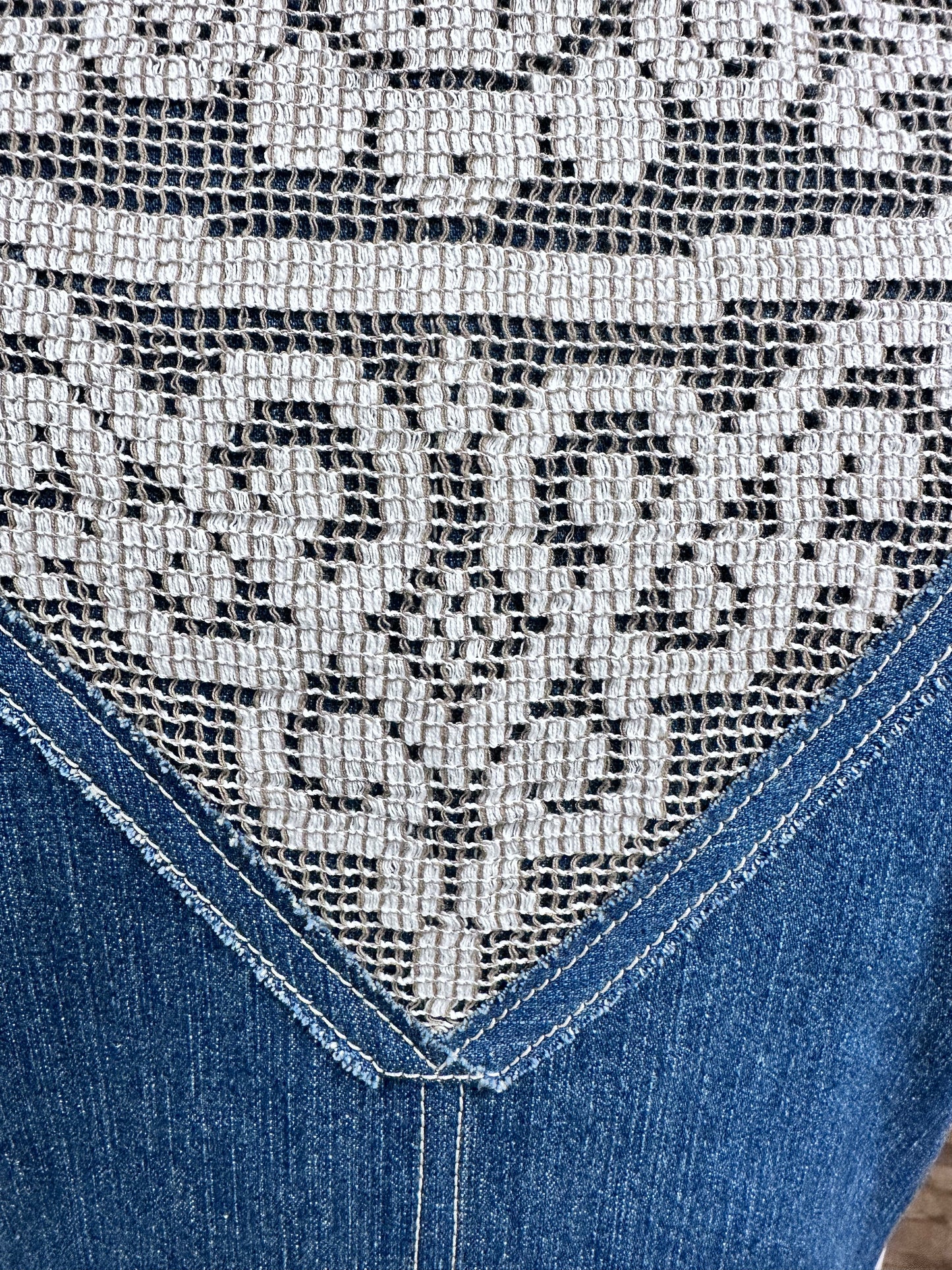 Juliette Fitted Vest - Denim & Lace