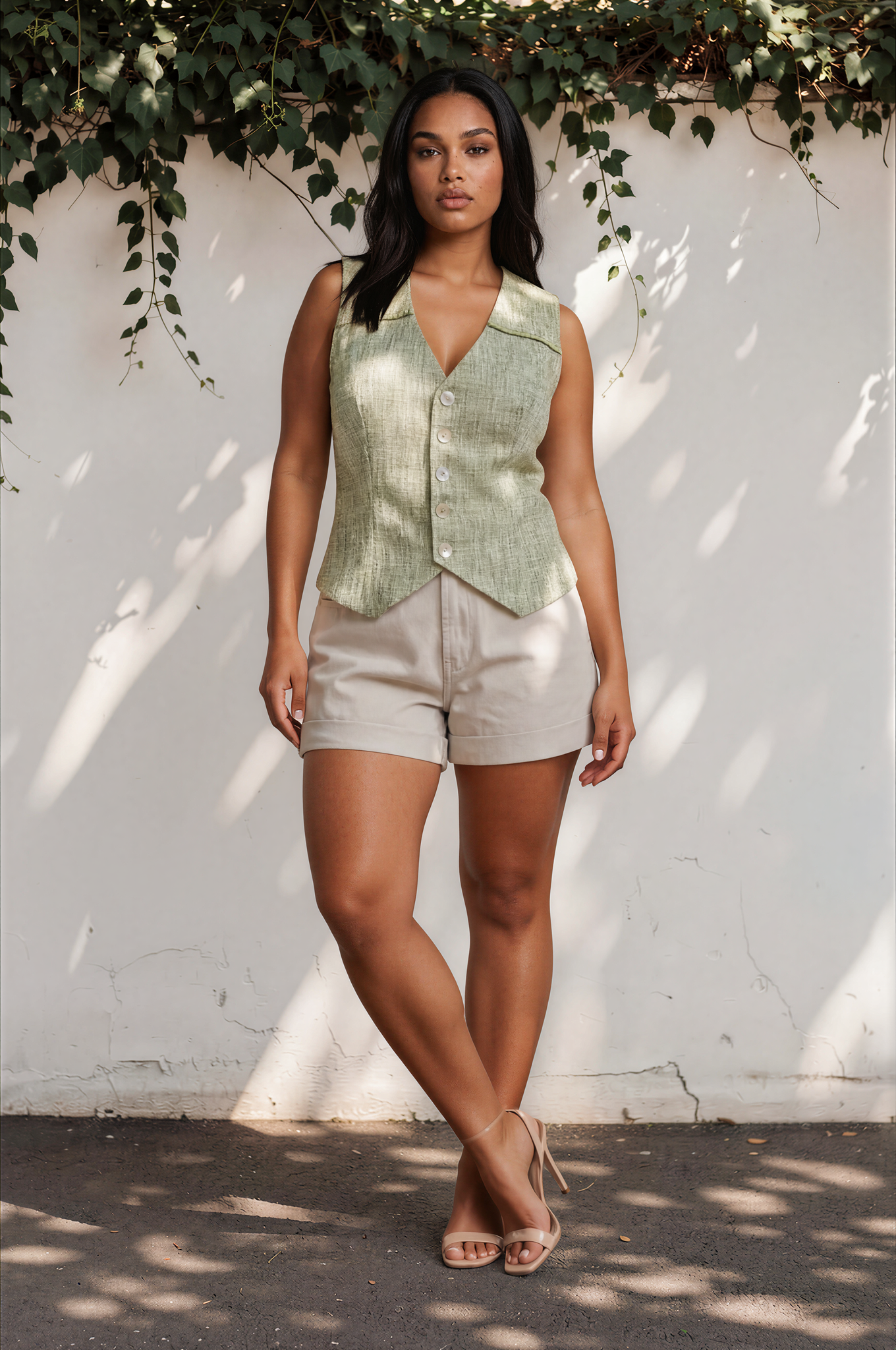 Juliette Fitted Vest - Celery Stick
