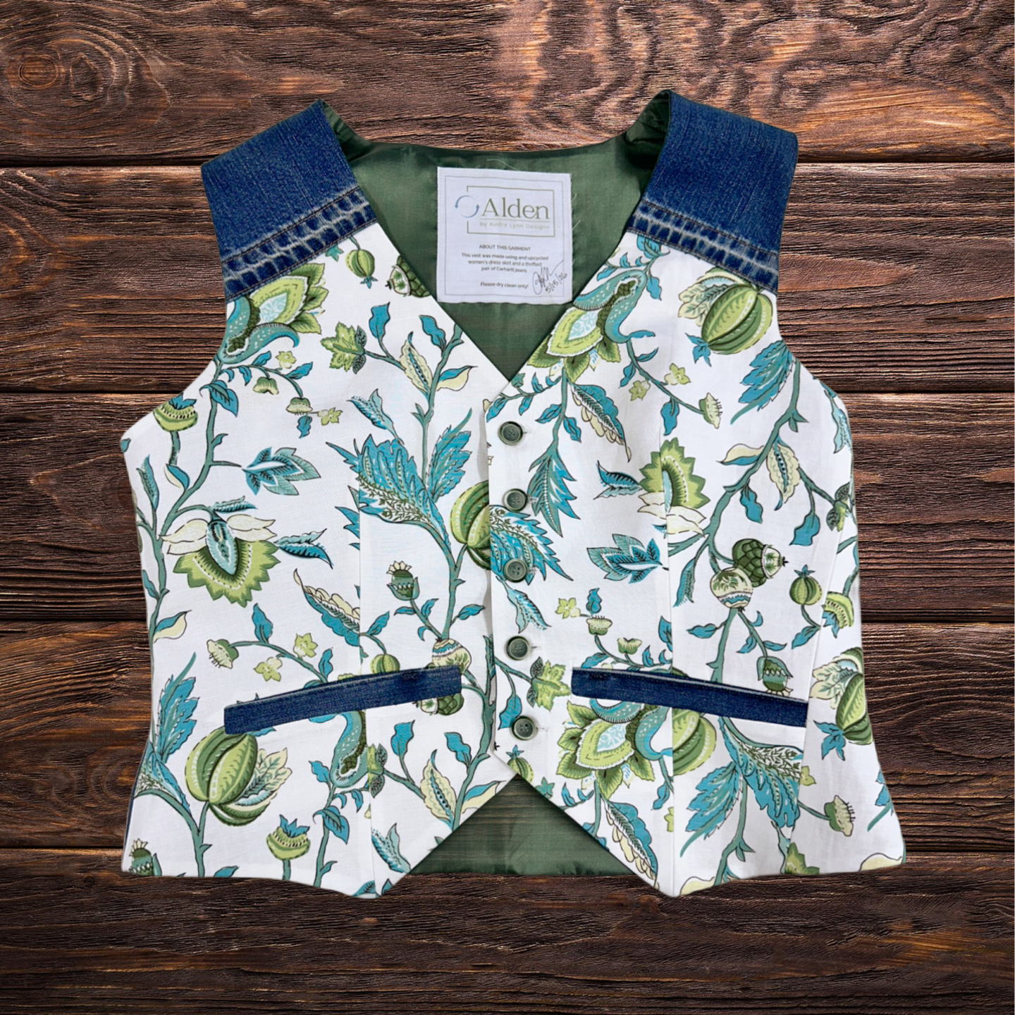 Juliette Fitted Vest - Green Floral